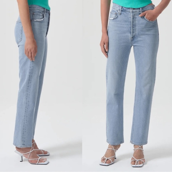 AGOLDE High Rise Stovetop Straight Leg Jeans in Destination Light Wash Size 29 - Picture 4 of 15